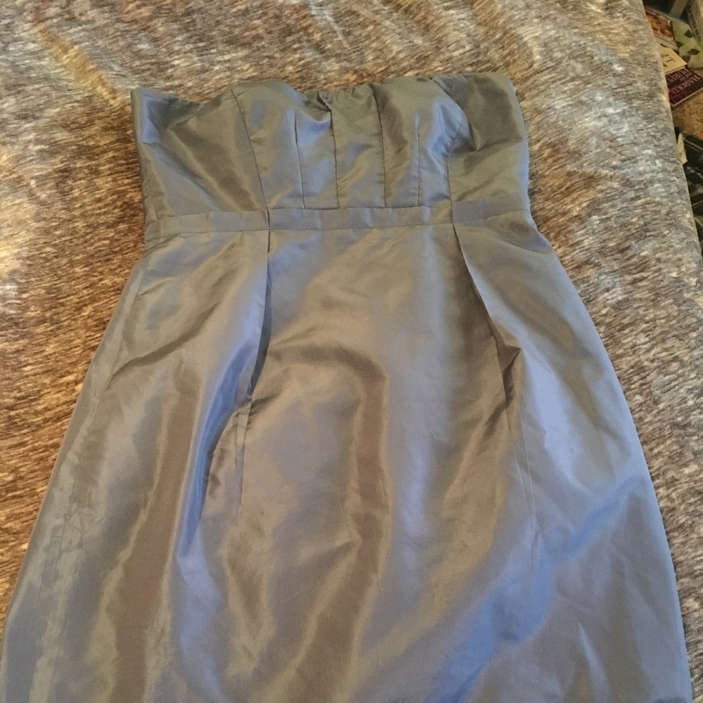 JCrew Strapless Blue Silk Knee Length Dress sz 6